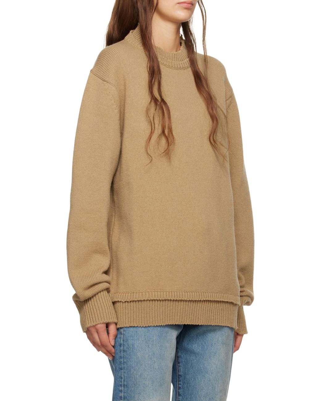 Maison Margiela Brown Elbow Patch Jumper for men