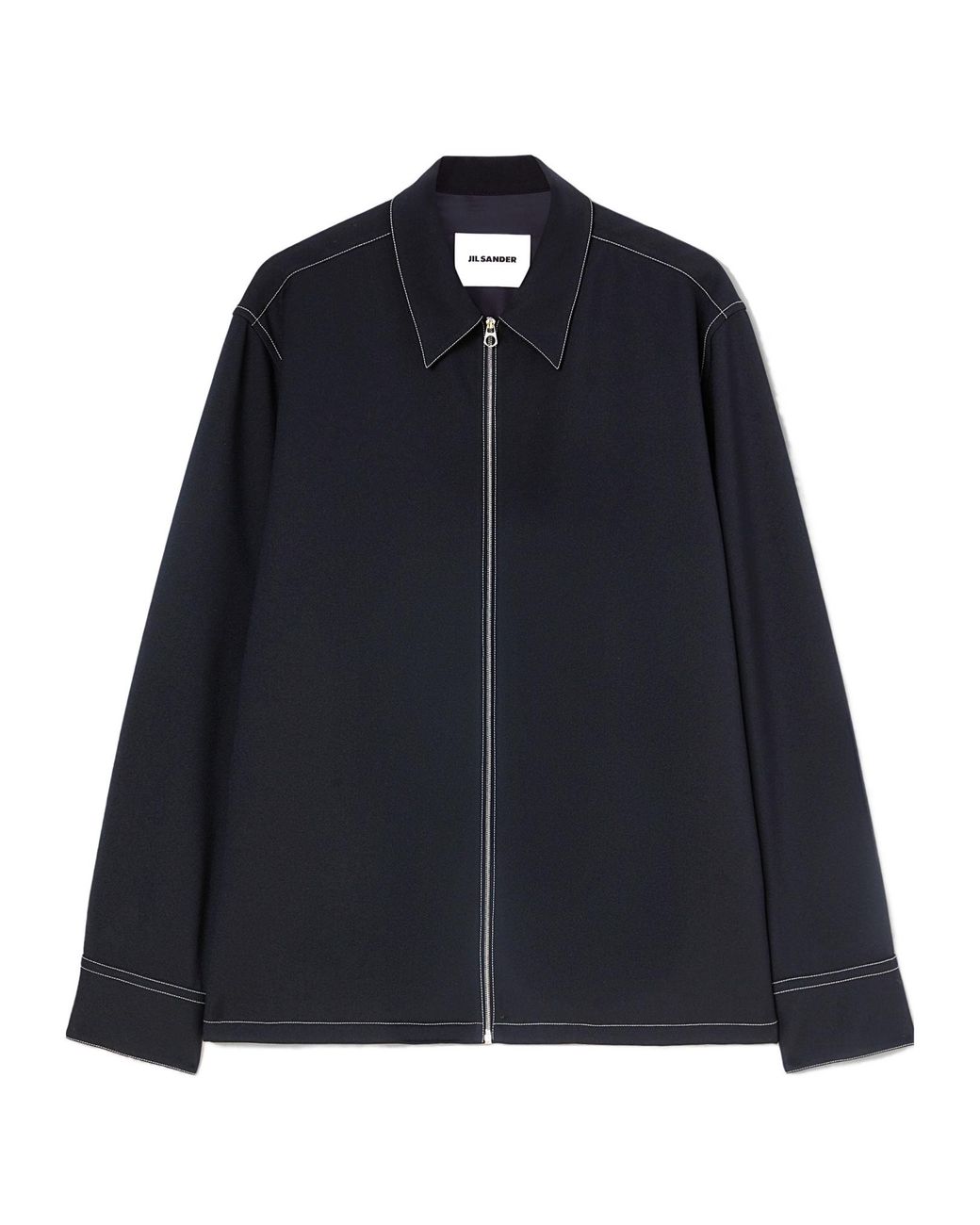 Jil Sander Blue Long Sleeved Zip-Up Shirt for men