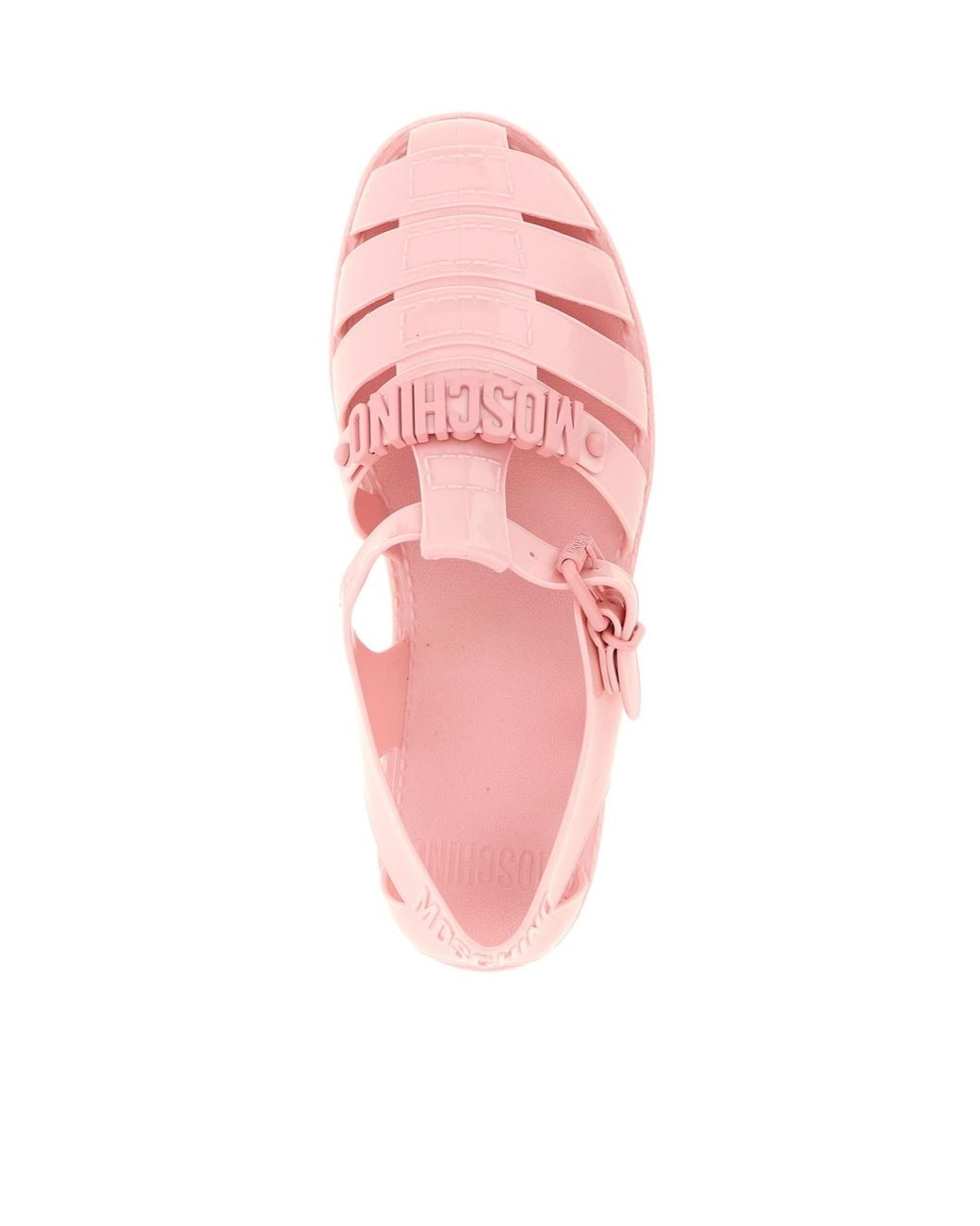Moschino Pink Logo Lettering Jelly Sandals