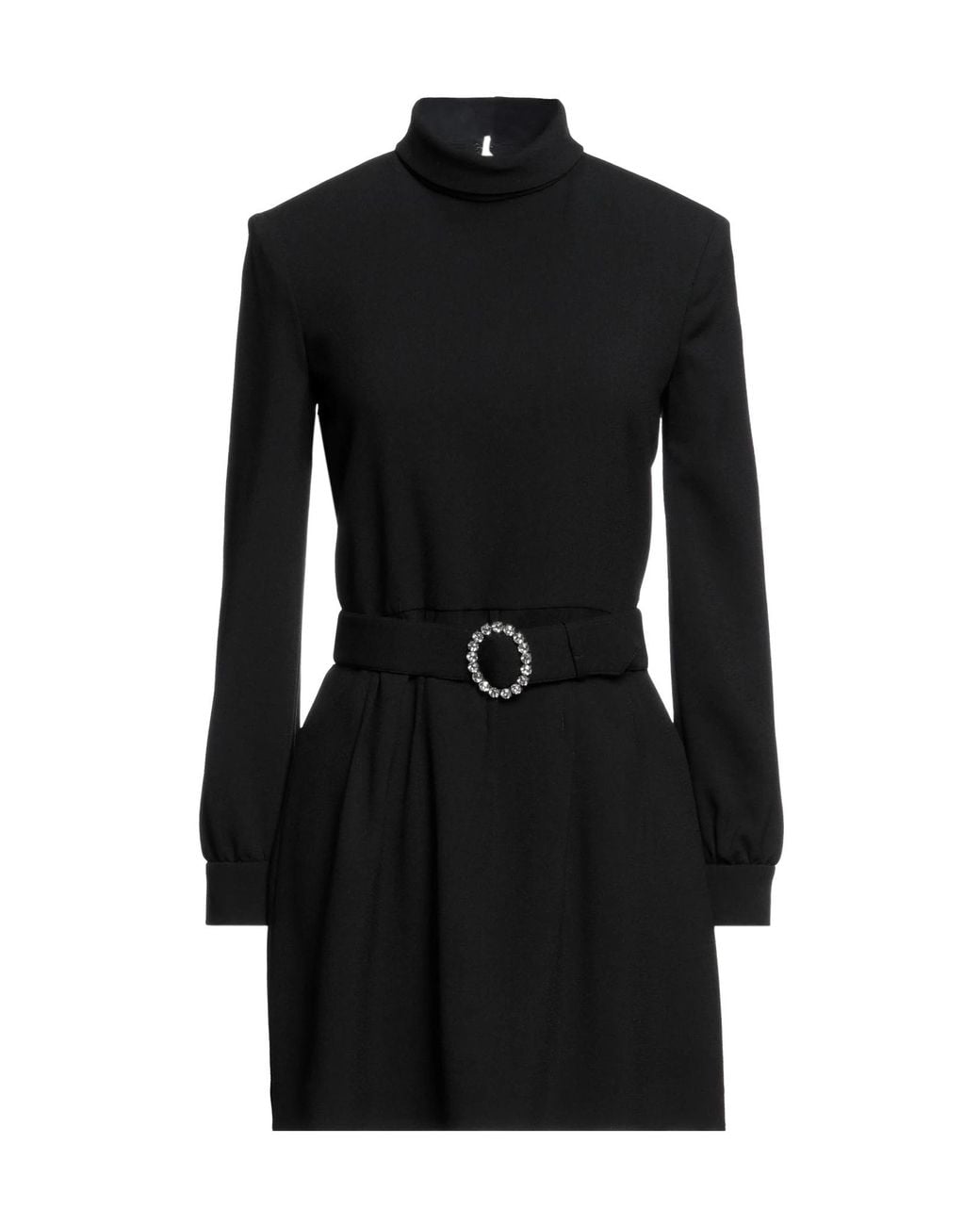 Saint Laurent Black Solid Color Long Sleeve Dress