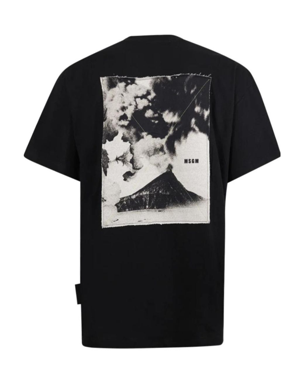 MSGM Black Pattern Print T-Shirt for men