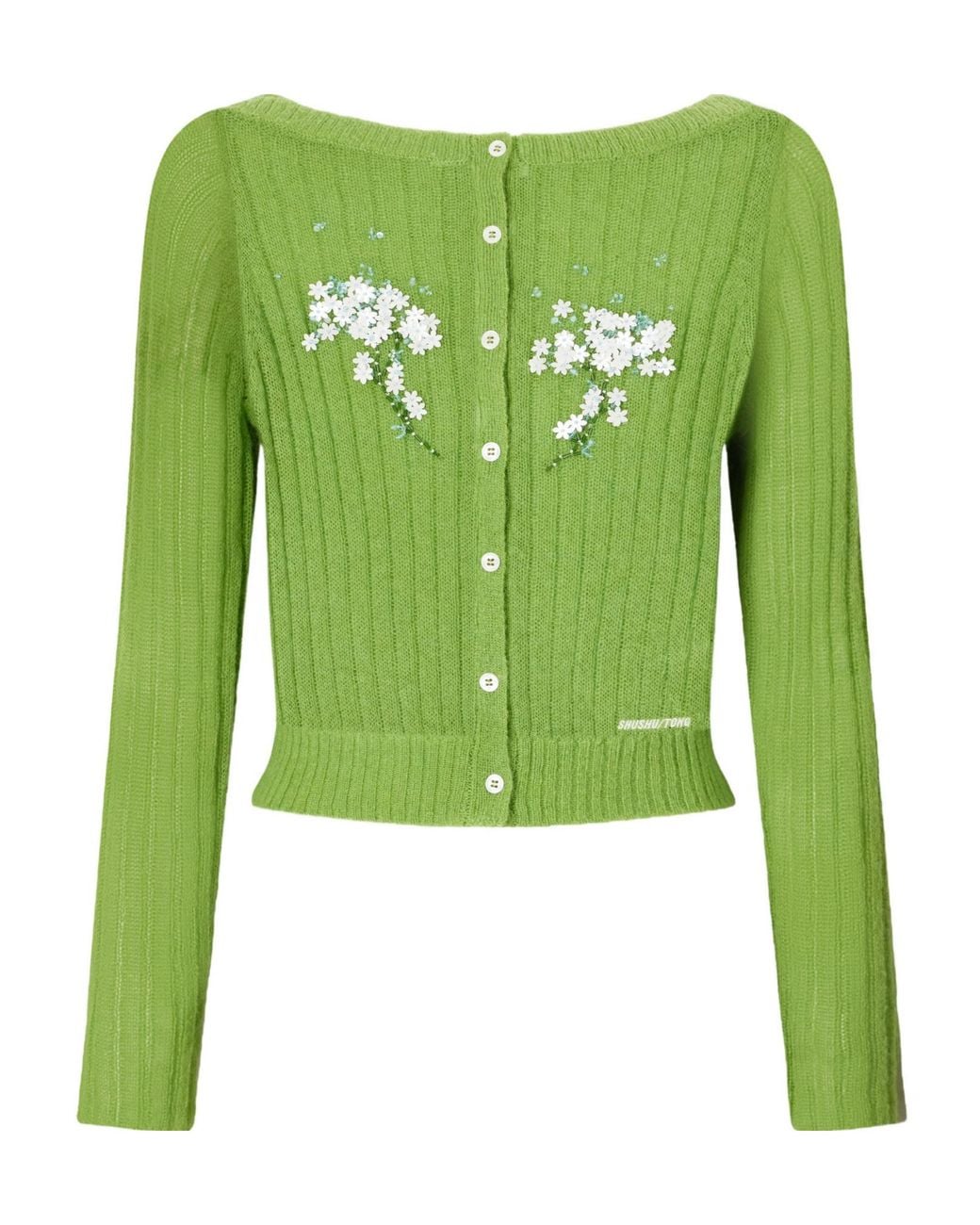 ShuShu/Tong Green Embellished Knitted Cardigan