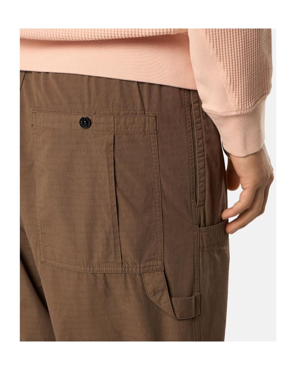 Stone Island Brown Compass-Badge Elasticated Waistband Trousers for men