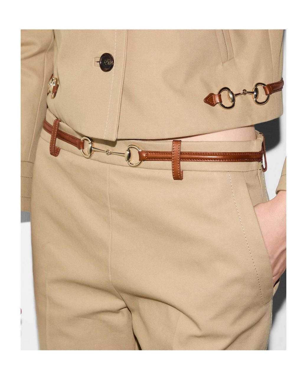 Gucci Natural Pleated Belted Pants