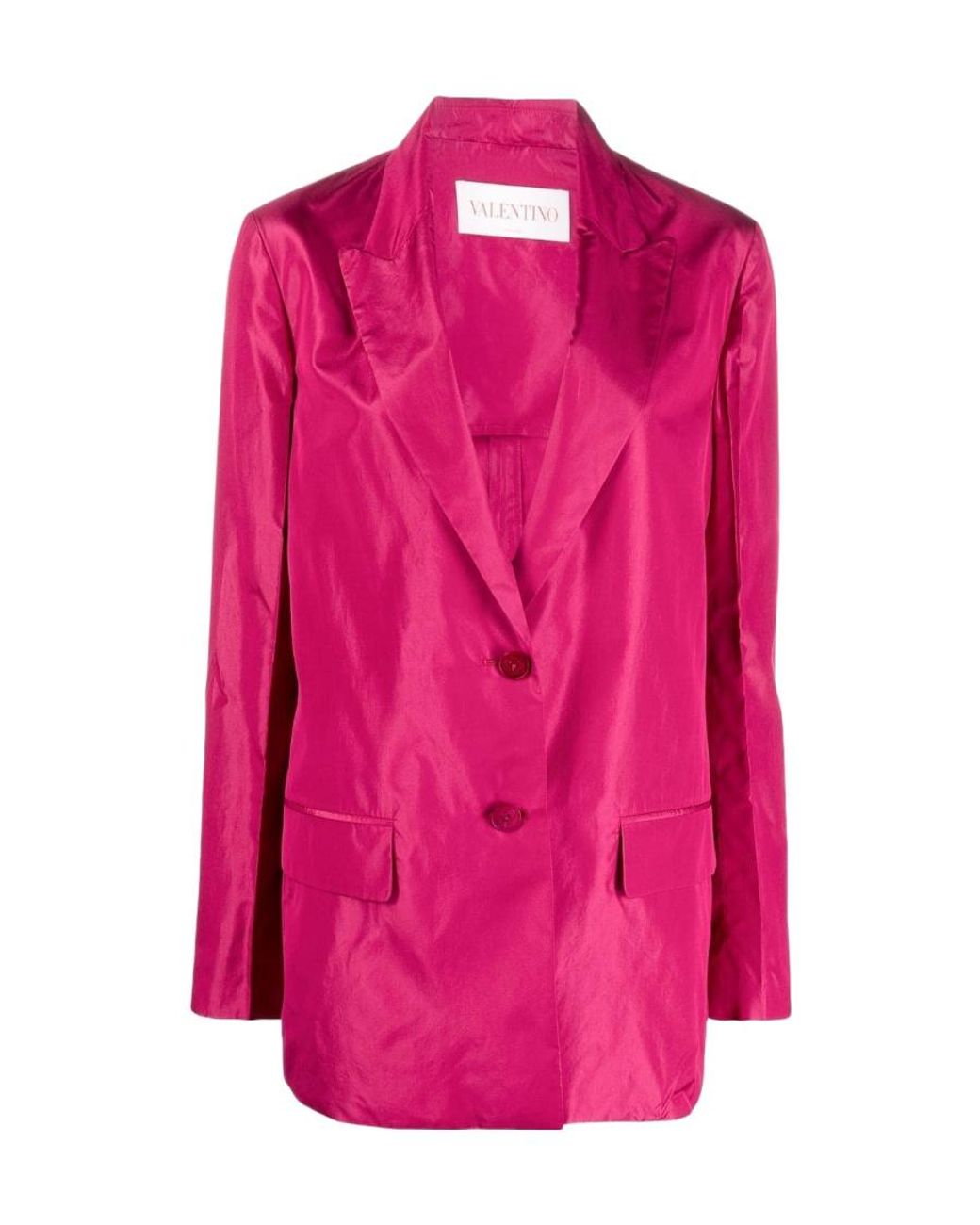 Valentino Pink Crinkled-Effect Single-Breasted Blazer