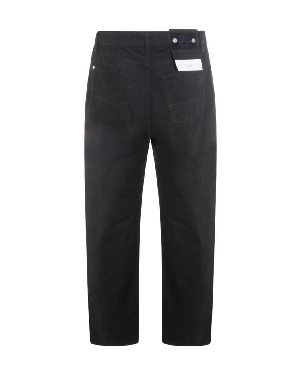 Stone Island Black Logo Patch Straight-Leg Pants for men