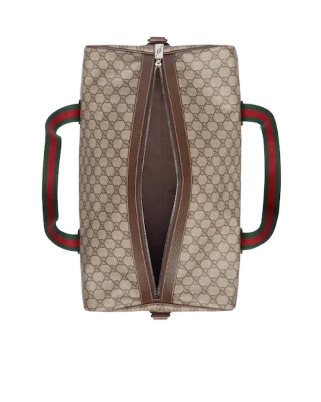 Gucci Brown Medium Duffle Bag With Web, Gg Canvas for men