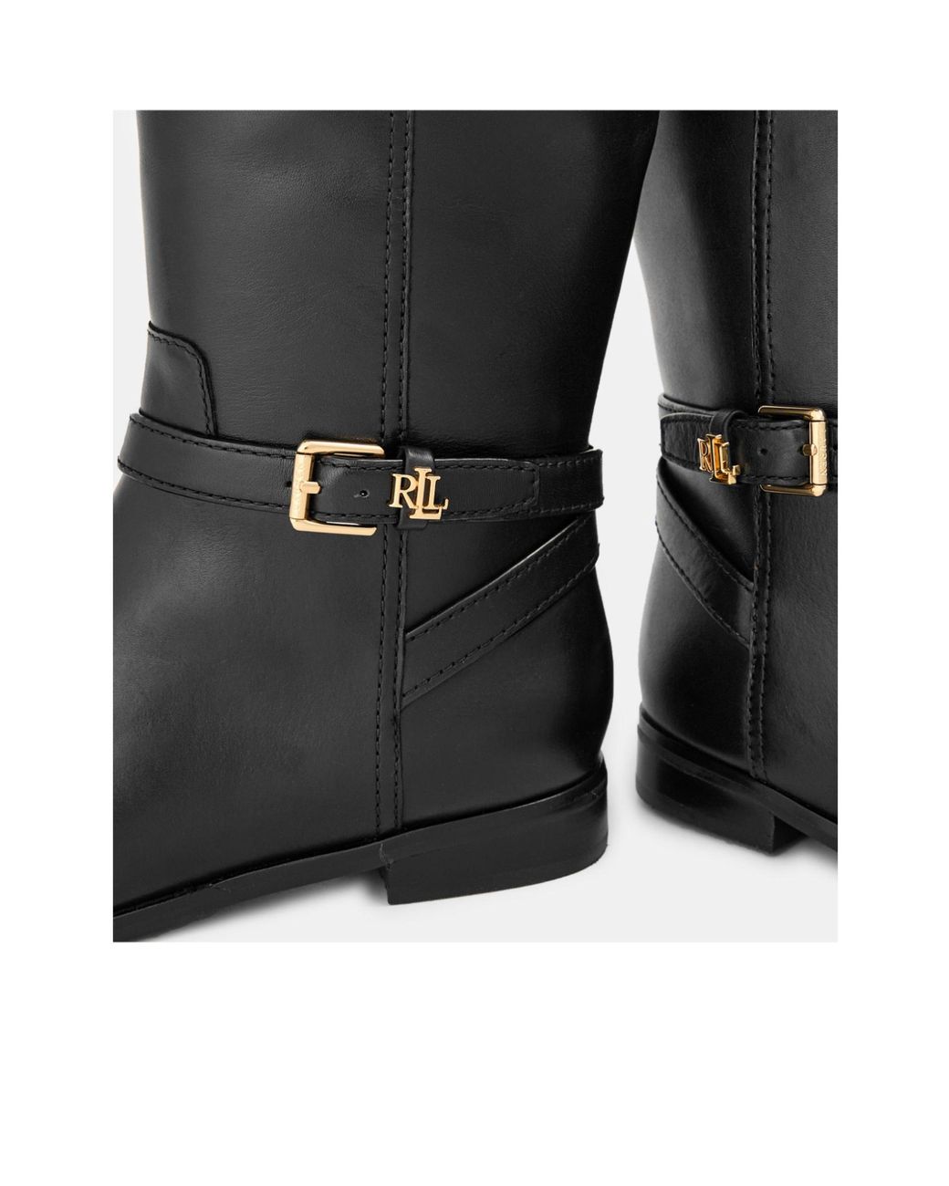 Ralph Lauren Black Leather Knee-High Boot