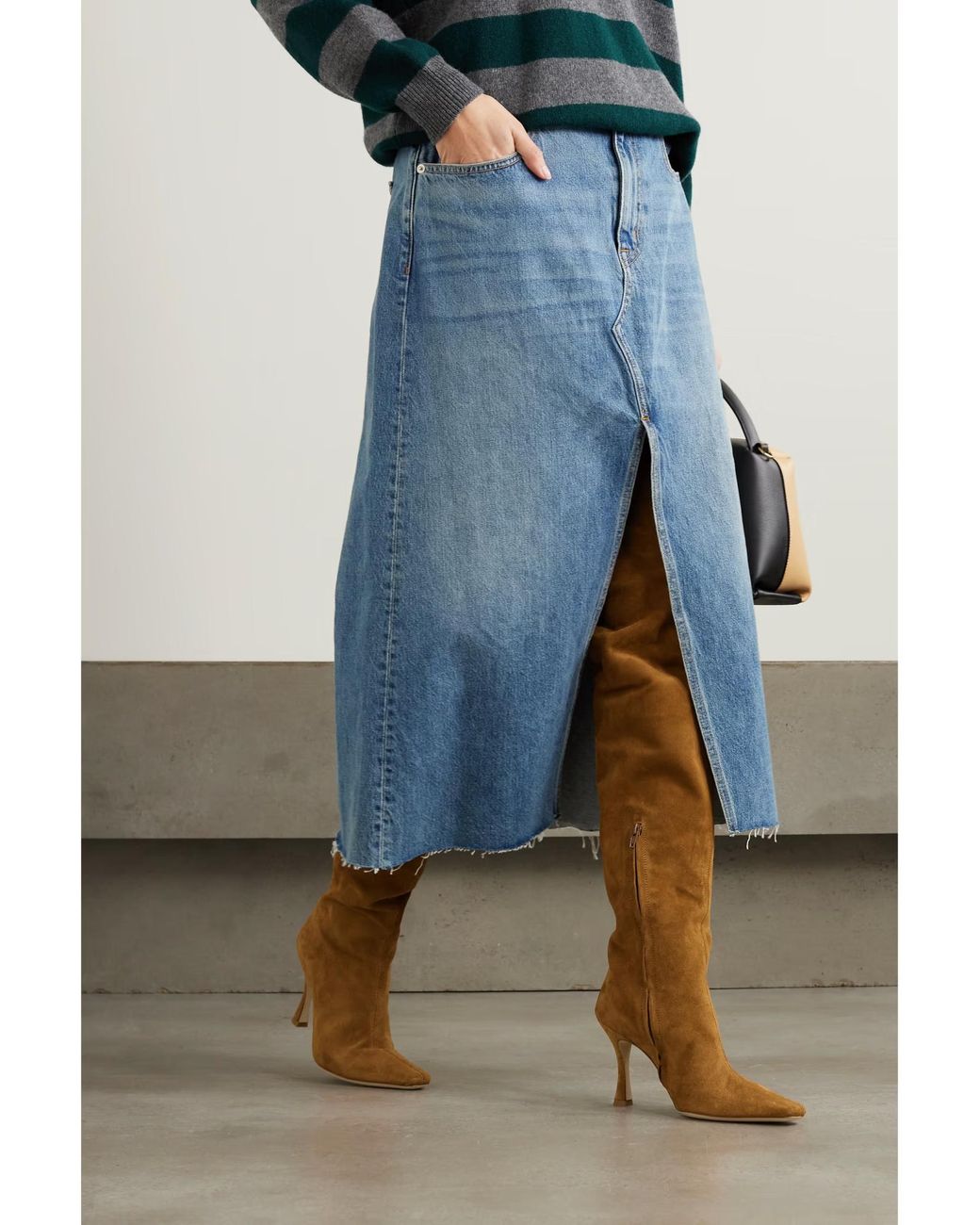 Staud White Flared Heel Knee-High Boots