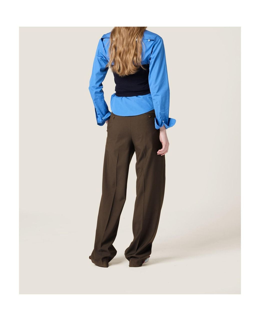 Miu Miu Brown Straight-Leg Tailored Trousers