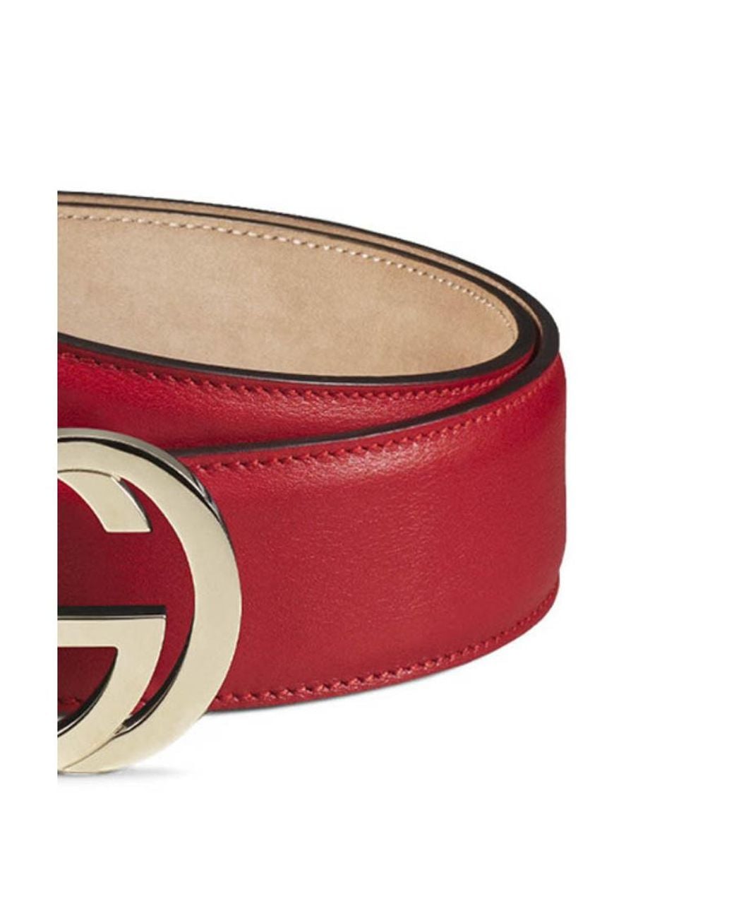 Gucci Red Mutual Buckle Double G Belt