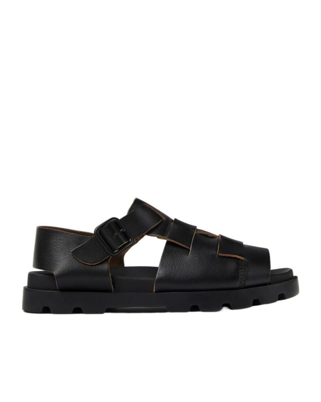 Camper Black Merco Woven Leather Sandals
