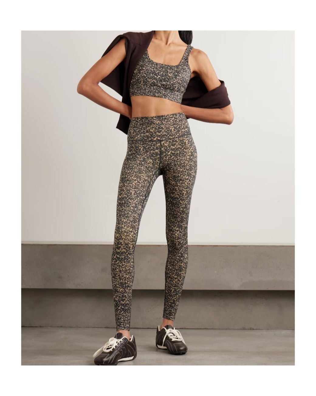 Varley Gray Cori Leopard-Print Freesoft Jersey Sports Bra