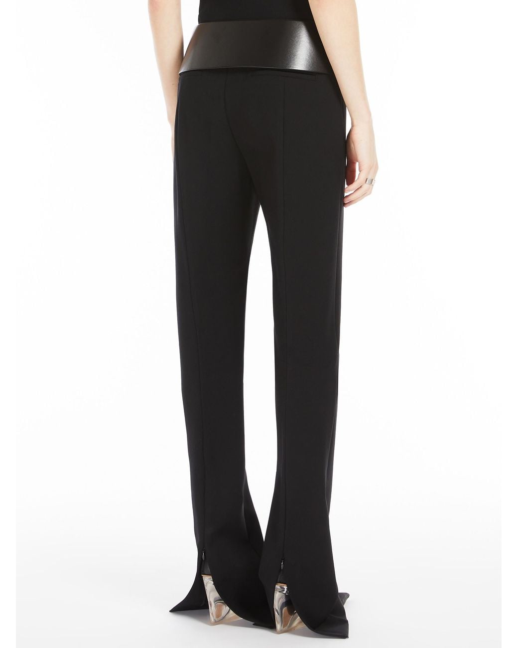Sportmax Black Logo Patch Zip Detailed Trousers