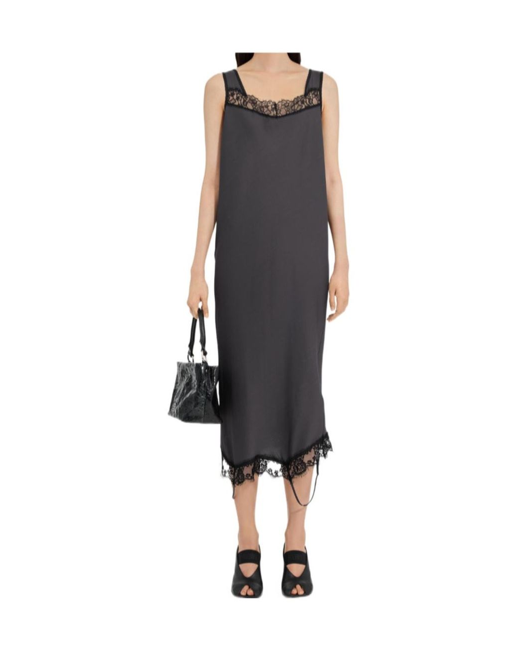 MM6 by Maison Margiela Black Mirrored Lace Slip Dress