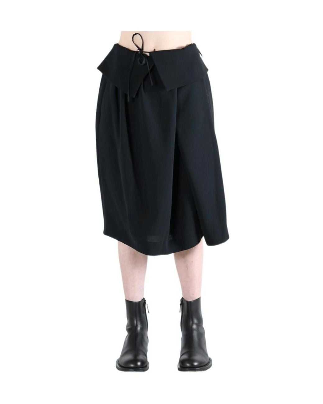 Dries Van Noten Black Heavyweight Polyester Crepe Skirt