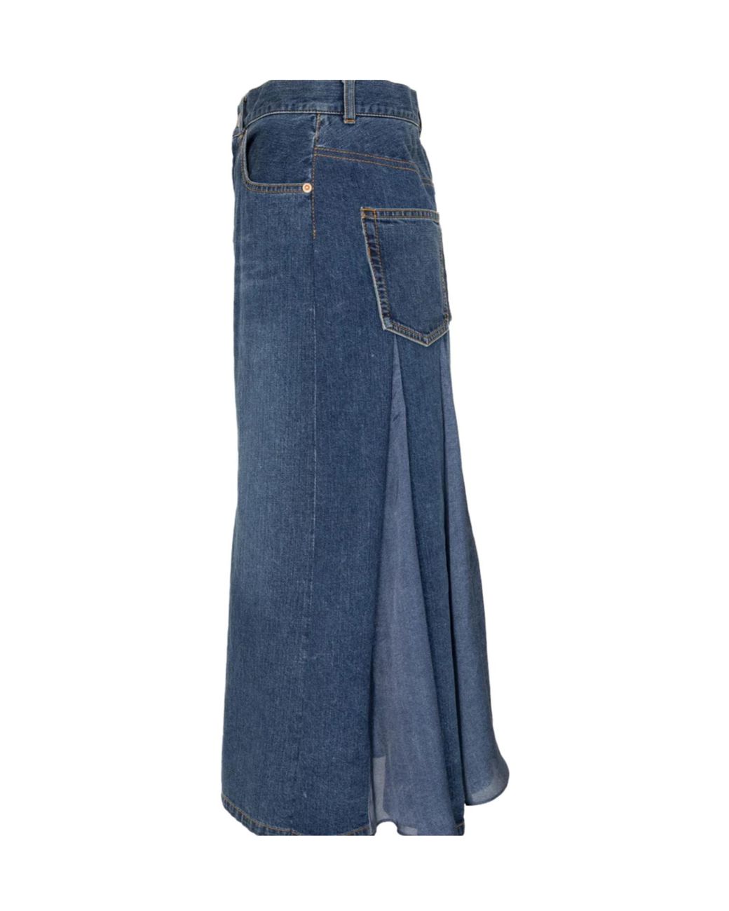 Sacai Blue Pleated Denim Skirt