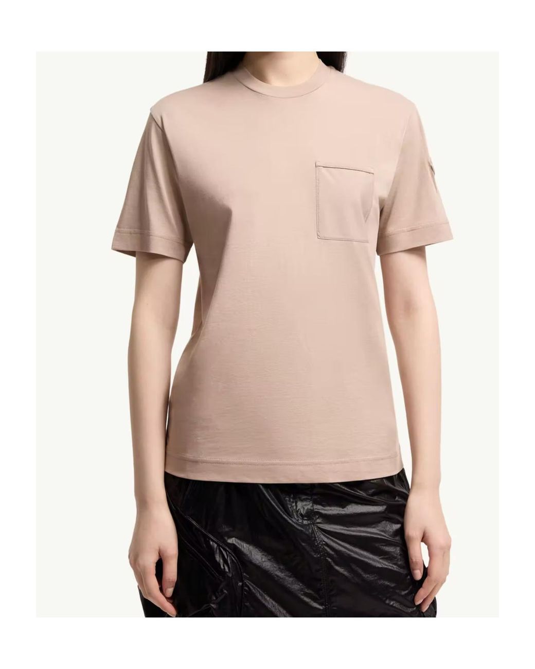Moncler Natural Cotton Jersey T-Shirt With Pleated Pocket