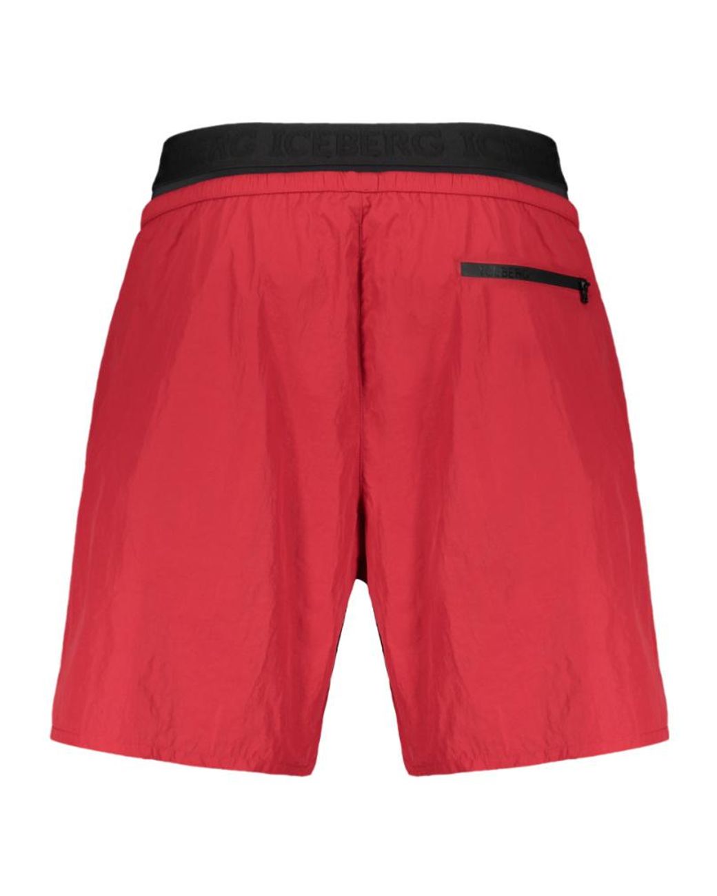 Iceberg Red Logo Patch Swim Shorts for men
