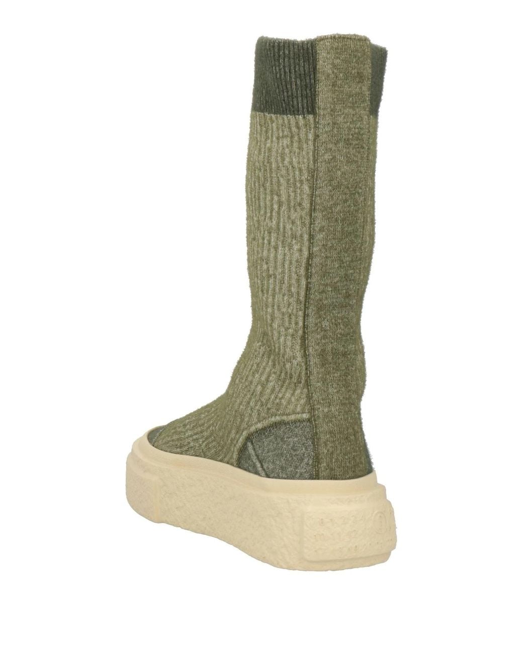 MM6 by Maison Margiela Green Solid Color Platform Boots