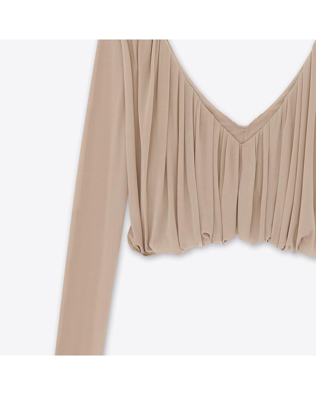 Saint Laurent White V-Neck Cropped Top