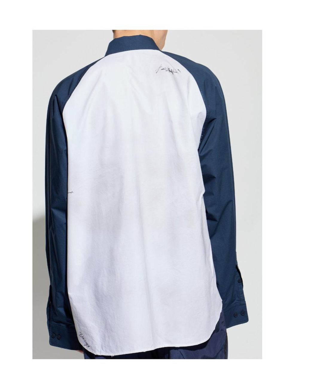 Balenciaga Blue Logo Patch Long-Sleeve Shirt for men