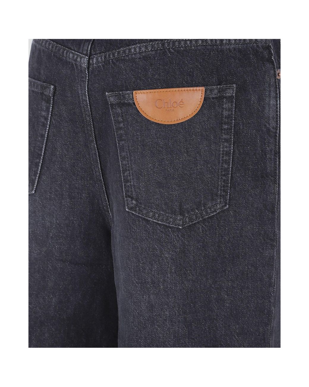 Chloé Black Chloé Logo Patch Wide-Leg Jeans