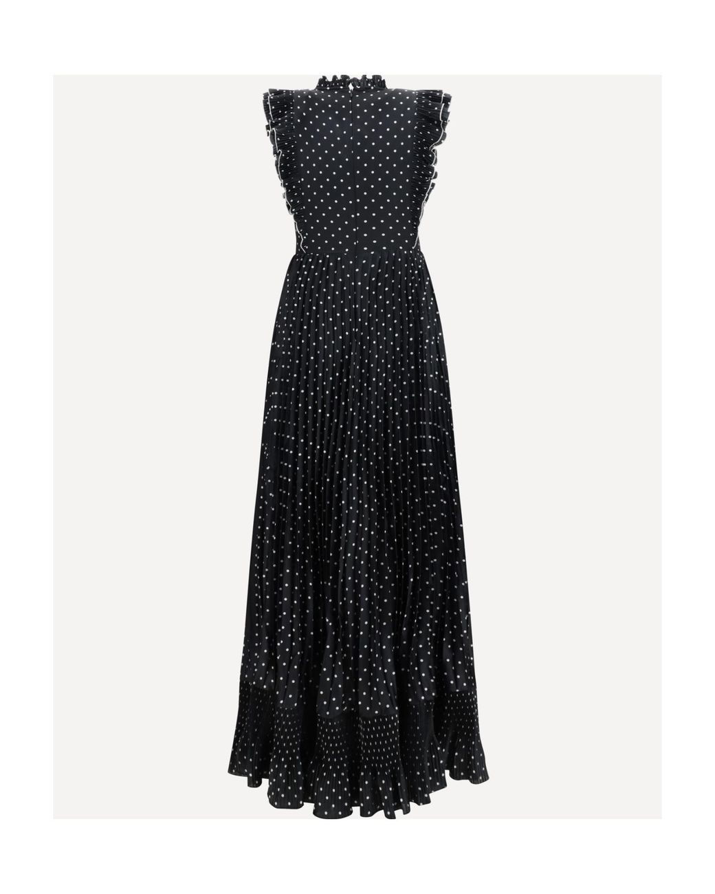 Self-Portrait Blue Ruffled Polka-Dot Maxi Dress