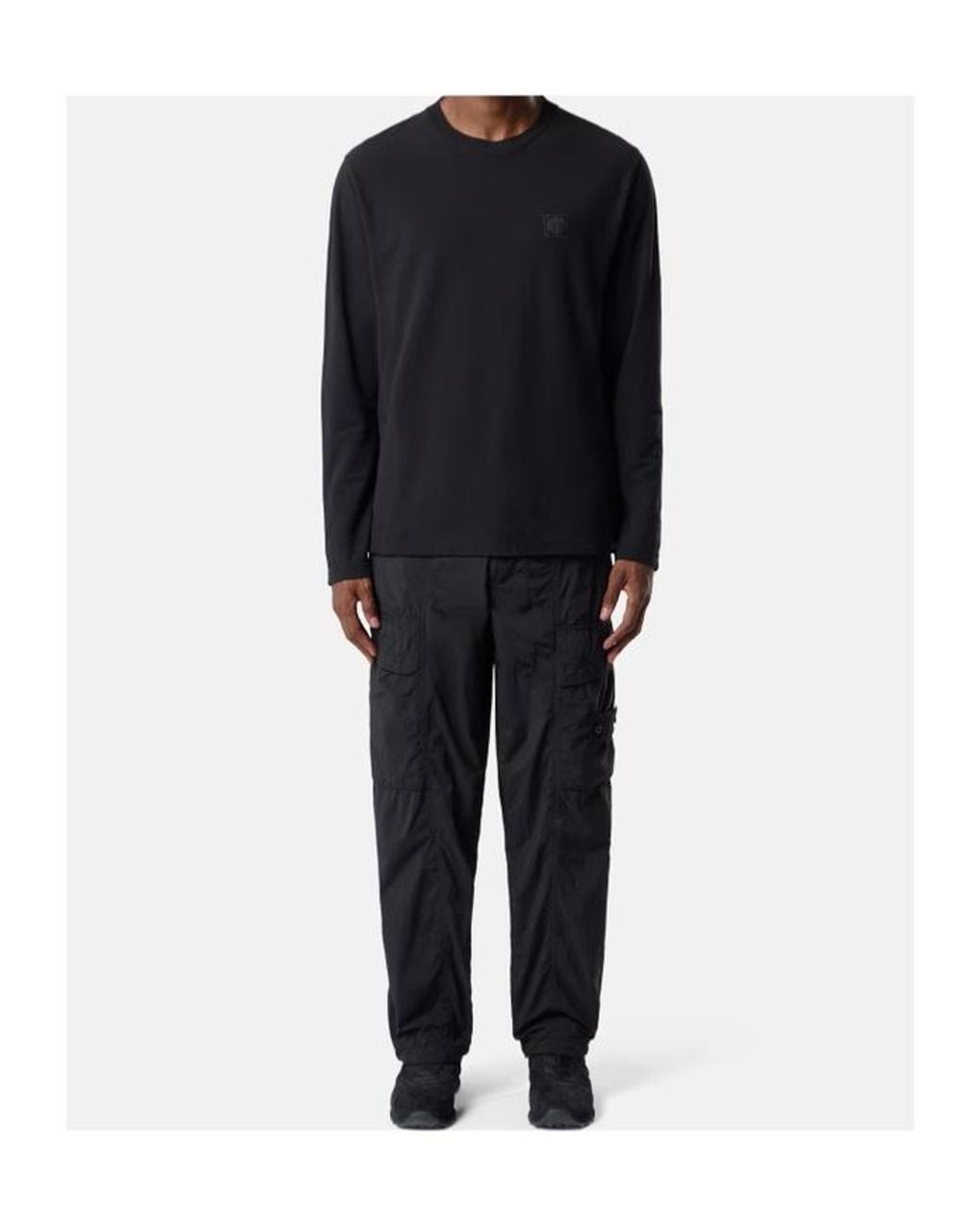 Stone Island Blue Slim-Fit Long-Sleeve T-Shirt With Tonal Compass Logo Patch for men