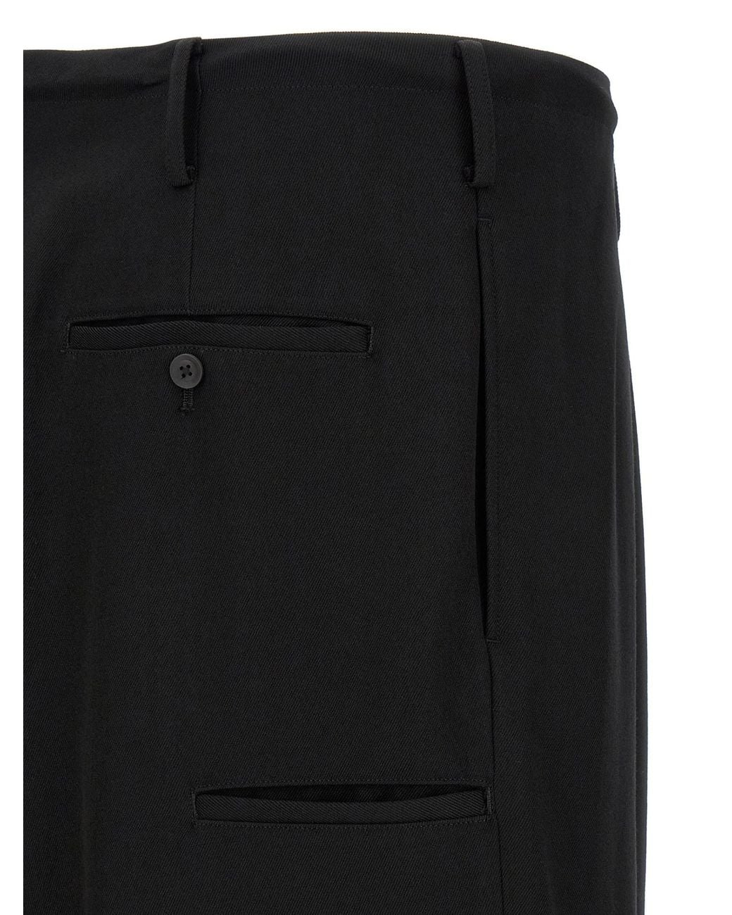 Yohji Yamamoto Black New Standard Wallet Asymmetric-Closure Trousers for men