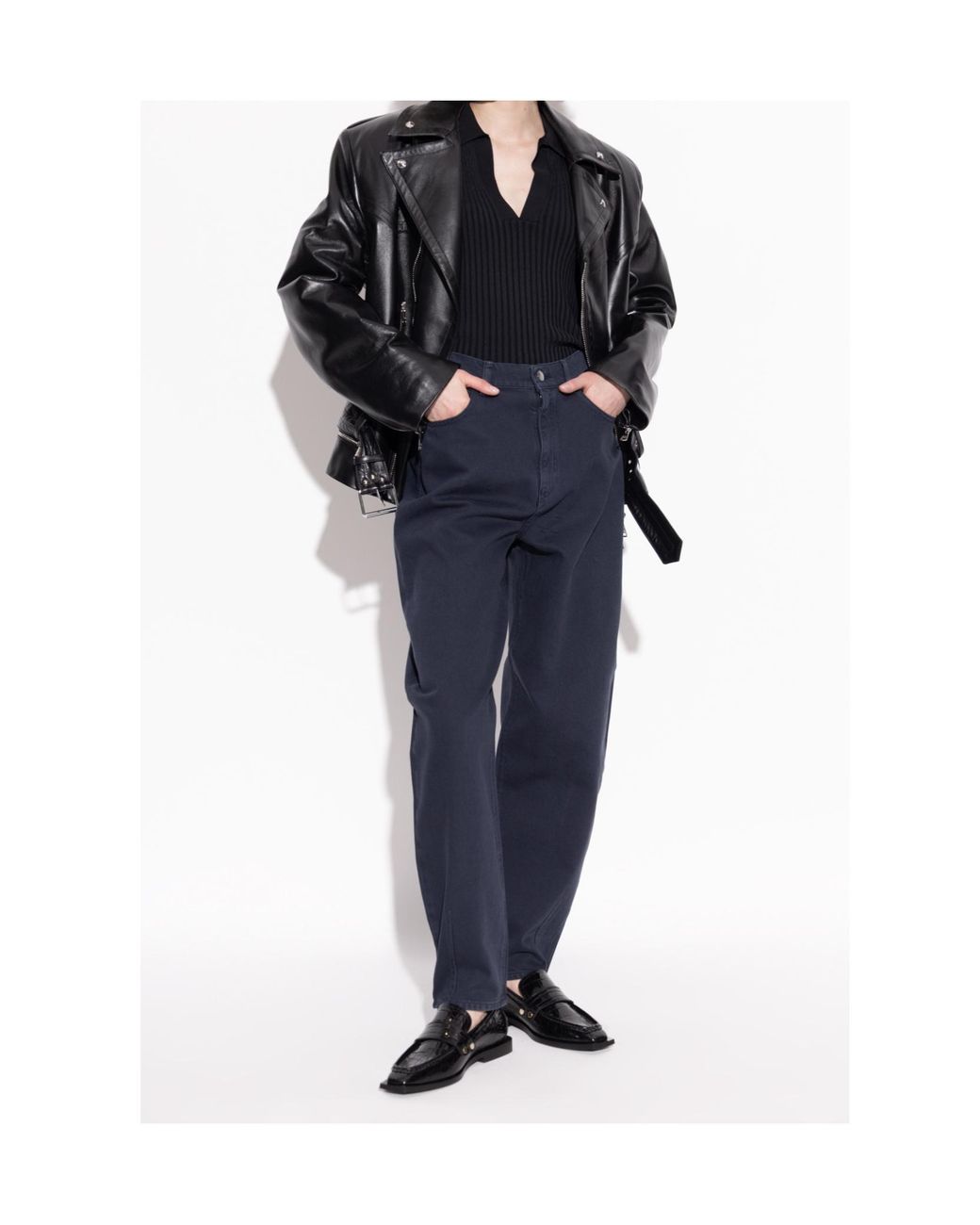 Ganni Black Studs Square-Toe Loafers
