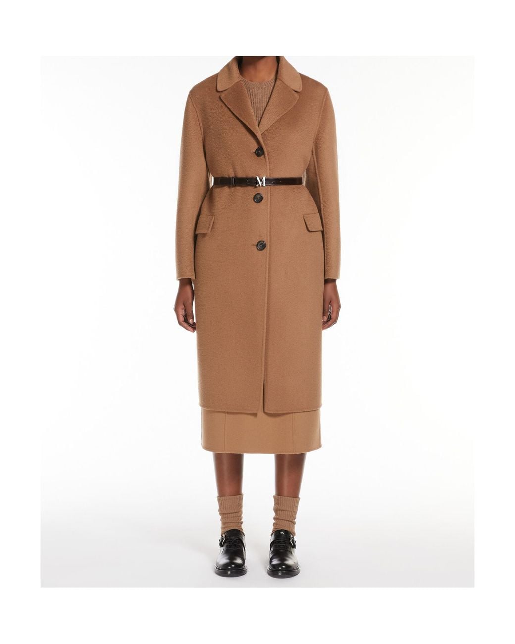 Max Mara Brown Wool Cashmere Medium Long Coat