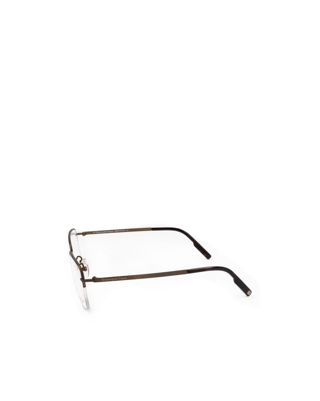 Zegna Metallic Rectangle Frame Glasses for men