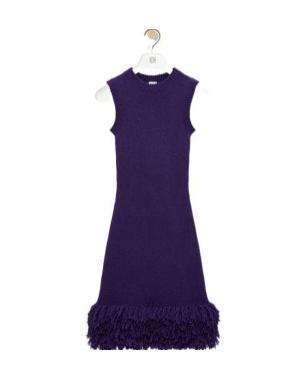 Loewe Purple Fringe-Trim Sleeveless Dress