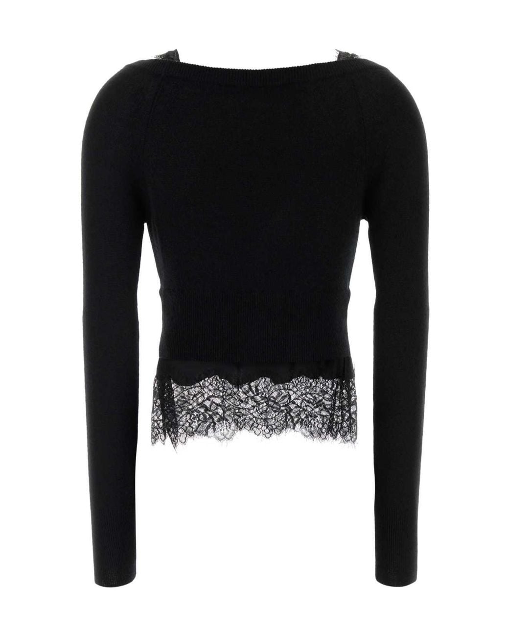 Ermanno Scervino Black Lace Trim Cropped Cardigan