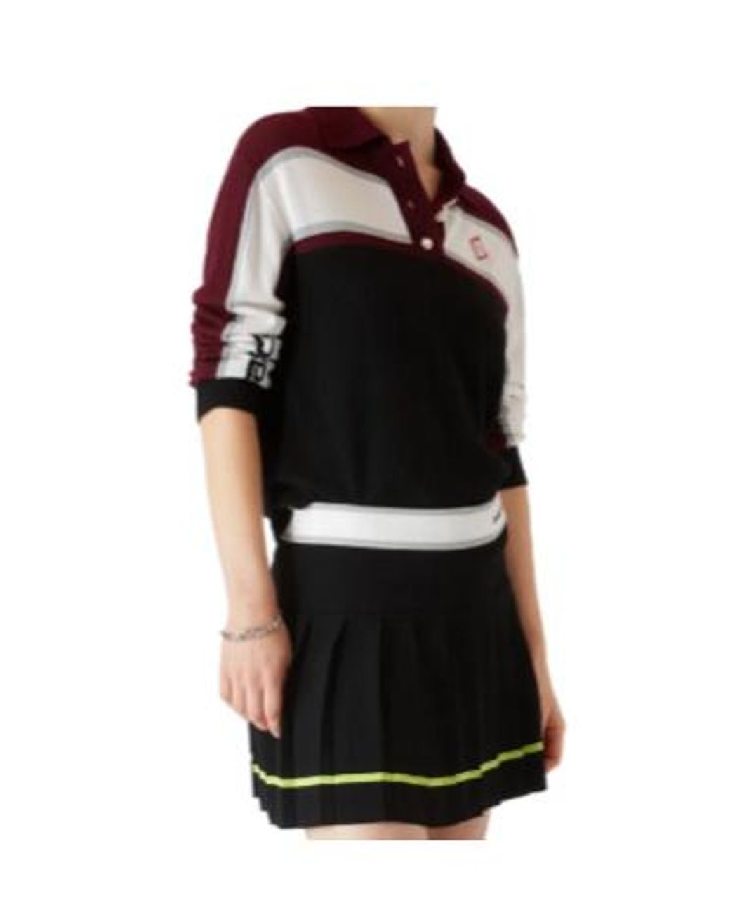 Casablanca Black Striped Oversized Long Sleeved Polo Shirt