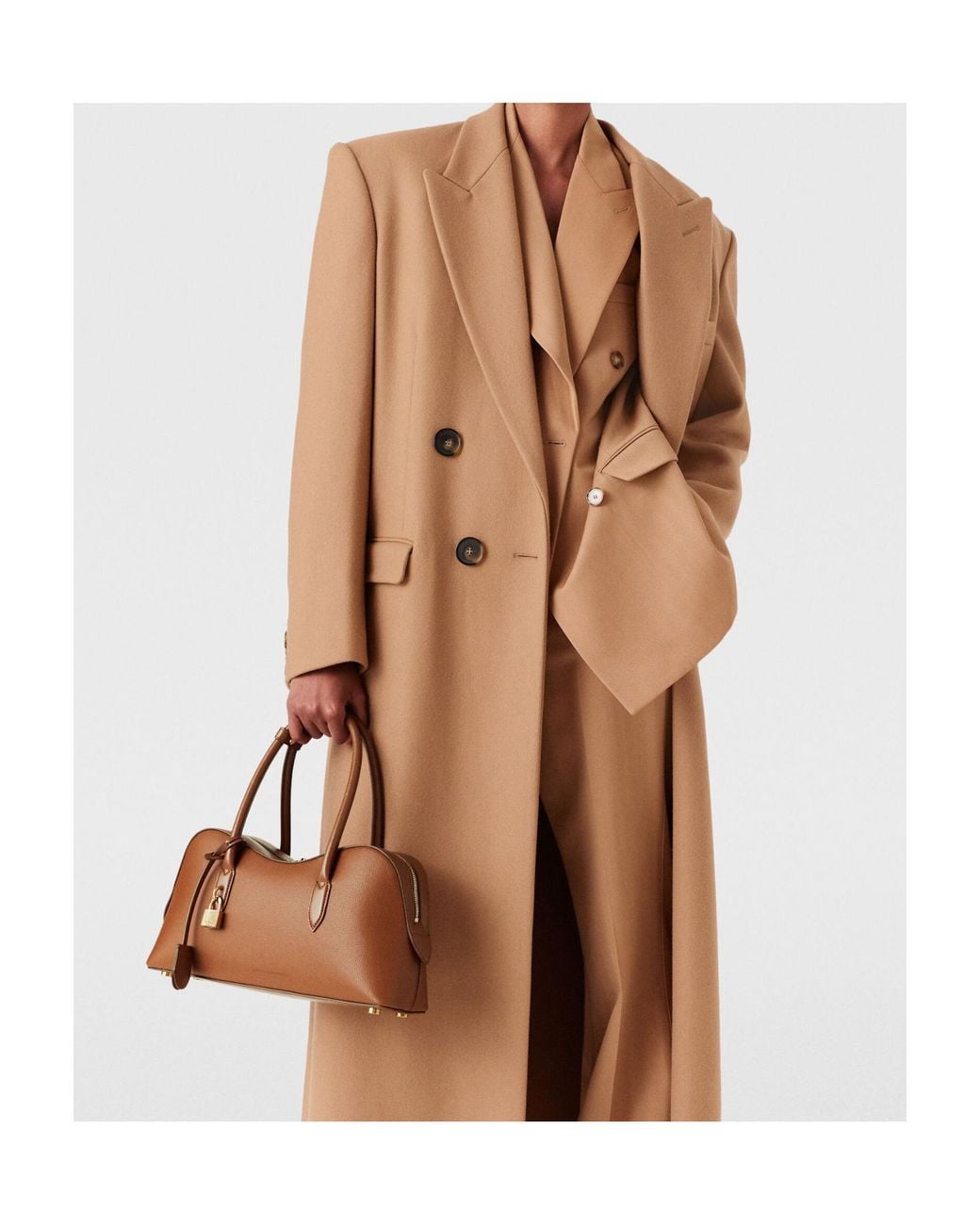 Stella McCartney Brown Stella Ryder Lock Plaque Shoulder Bag