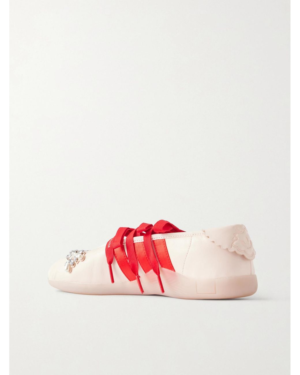 Simone Rocha Red Ribbon Bow Flat Shoes