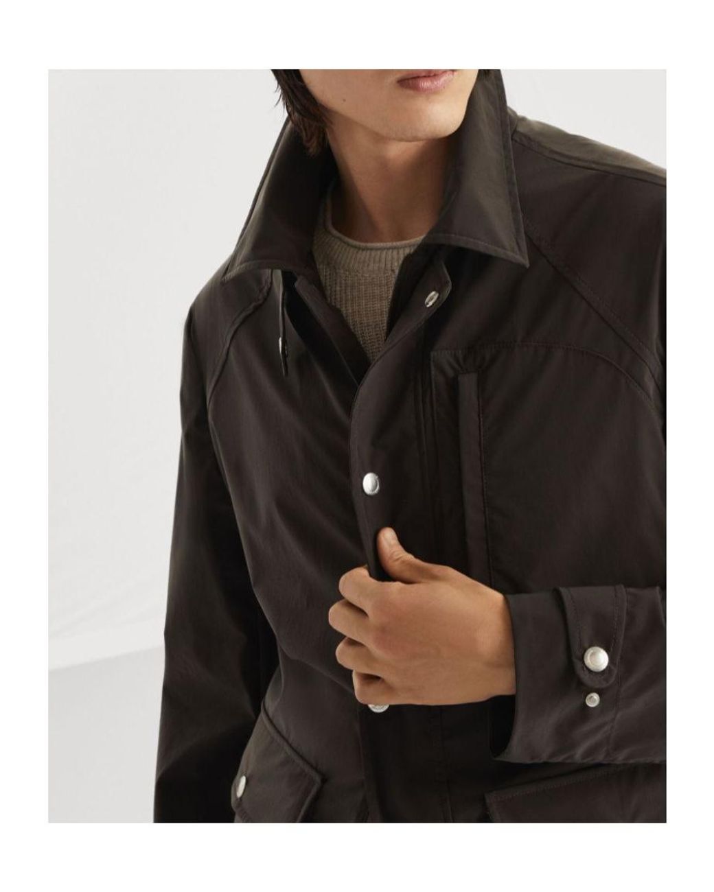 Brunello Cucinelli Gray High-Neck Long-Sleeved Jacket for men