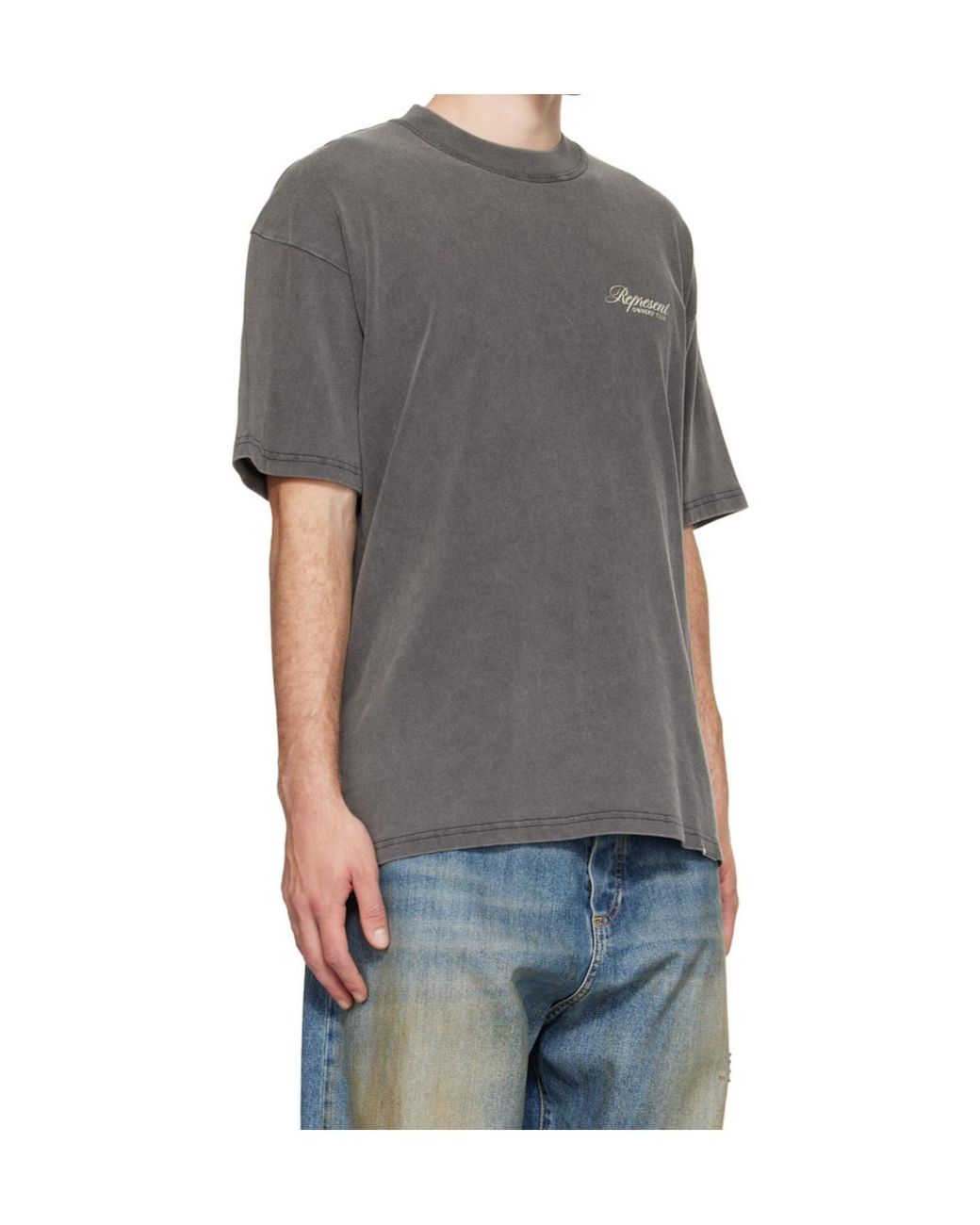 Represent Gray Sweatshirt With Logo Print for men