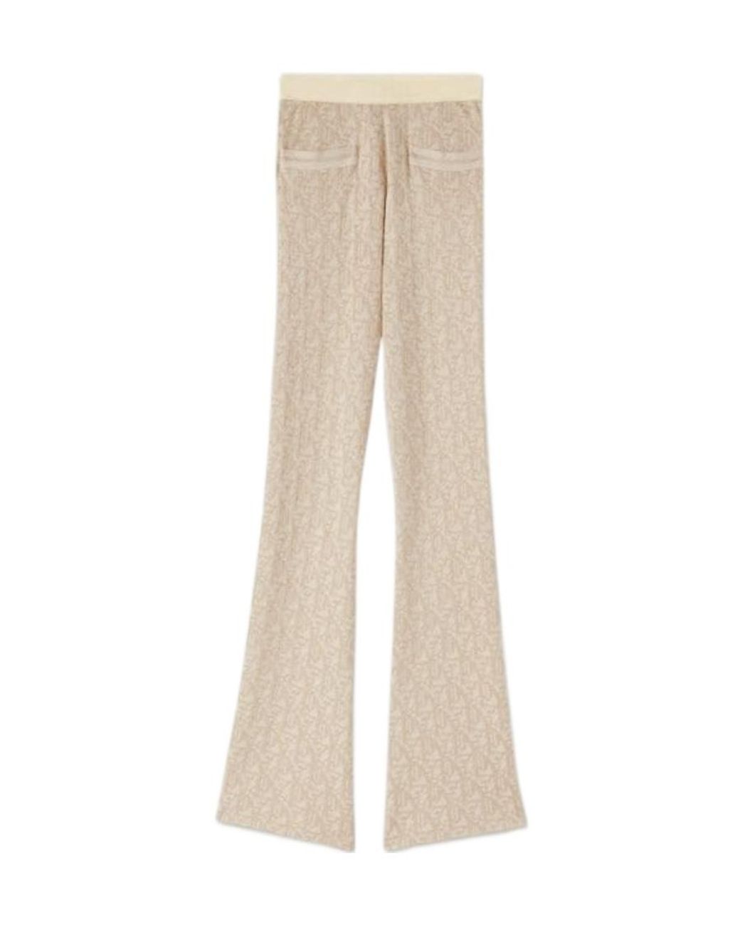 Palm Angels Natural Monogram Jacquard Knitted Pants