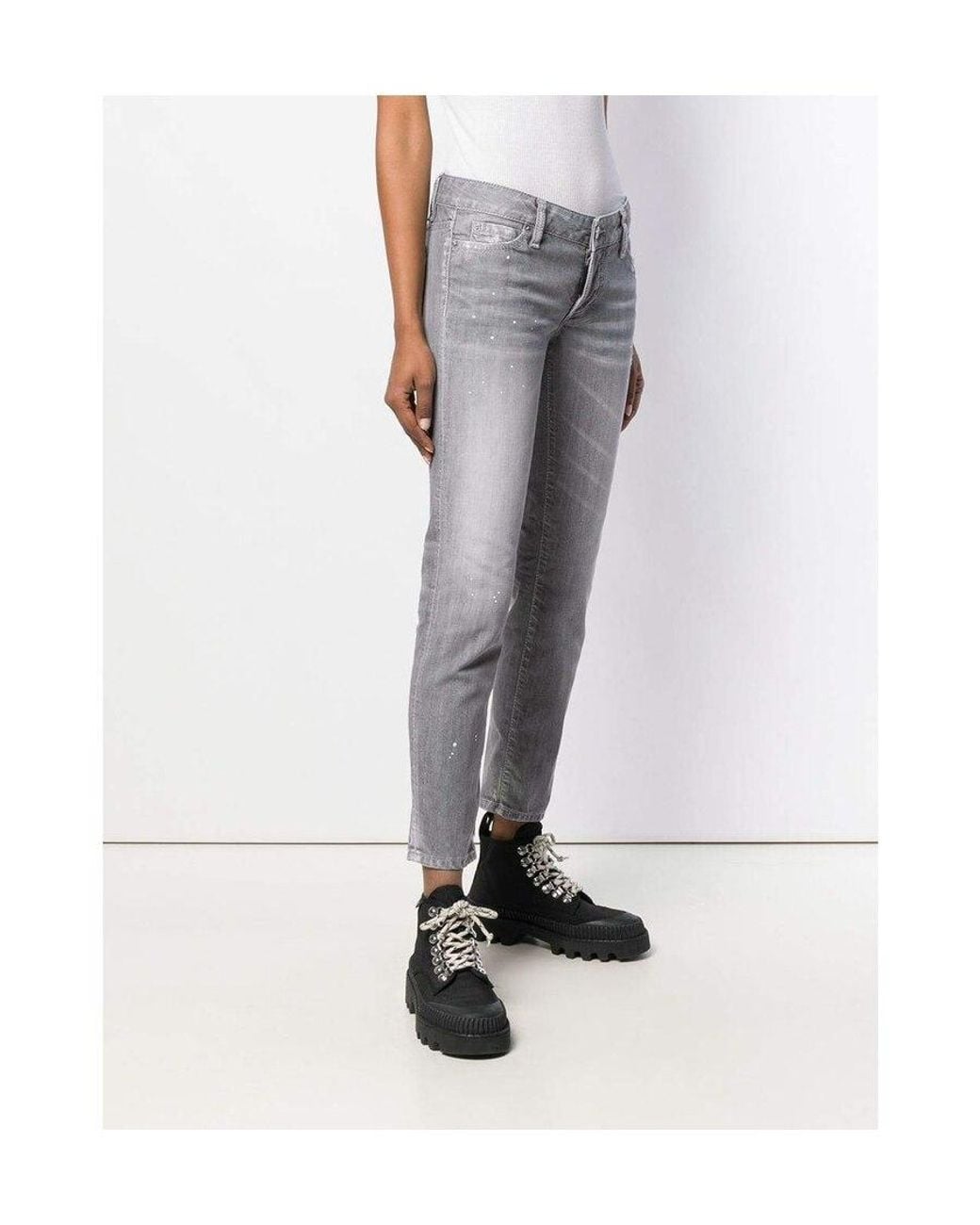 DSquared² Gray Slim-Fit Low Rise Trousers