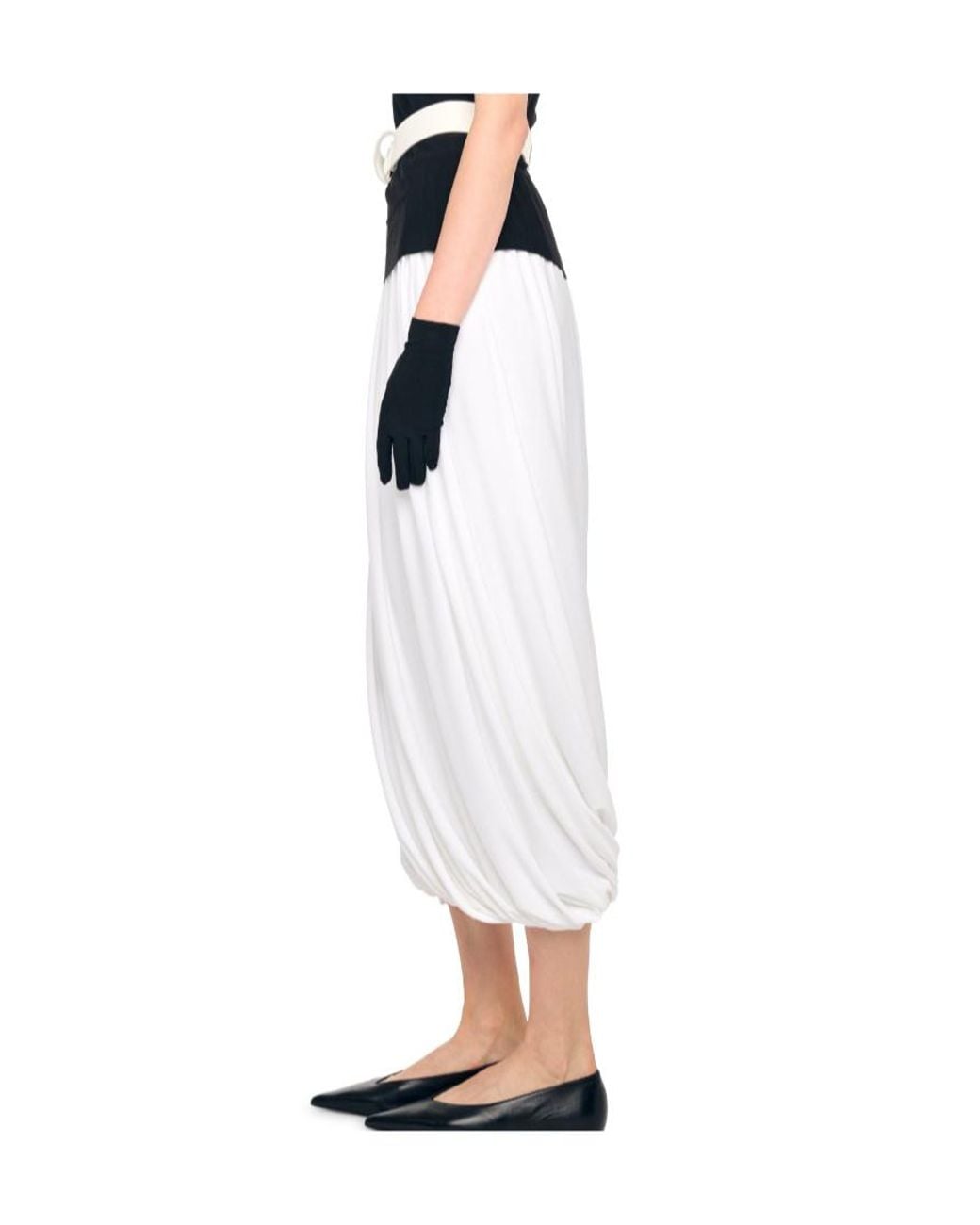 Norma Kamali Blue Gathered Midi Skirt