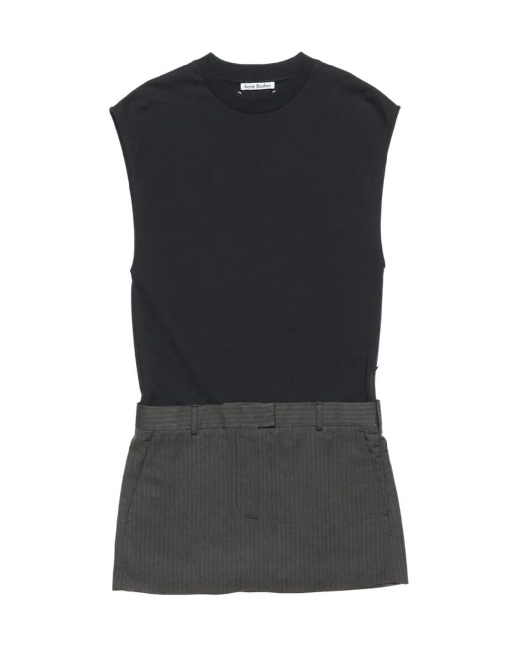 Acne Black Cotton Panelled Mini Dress