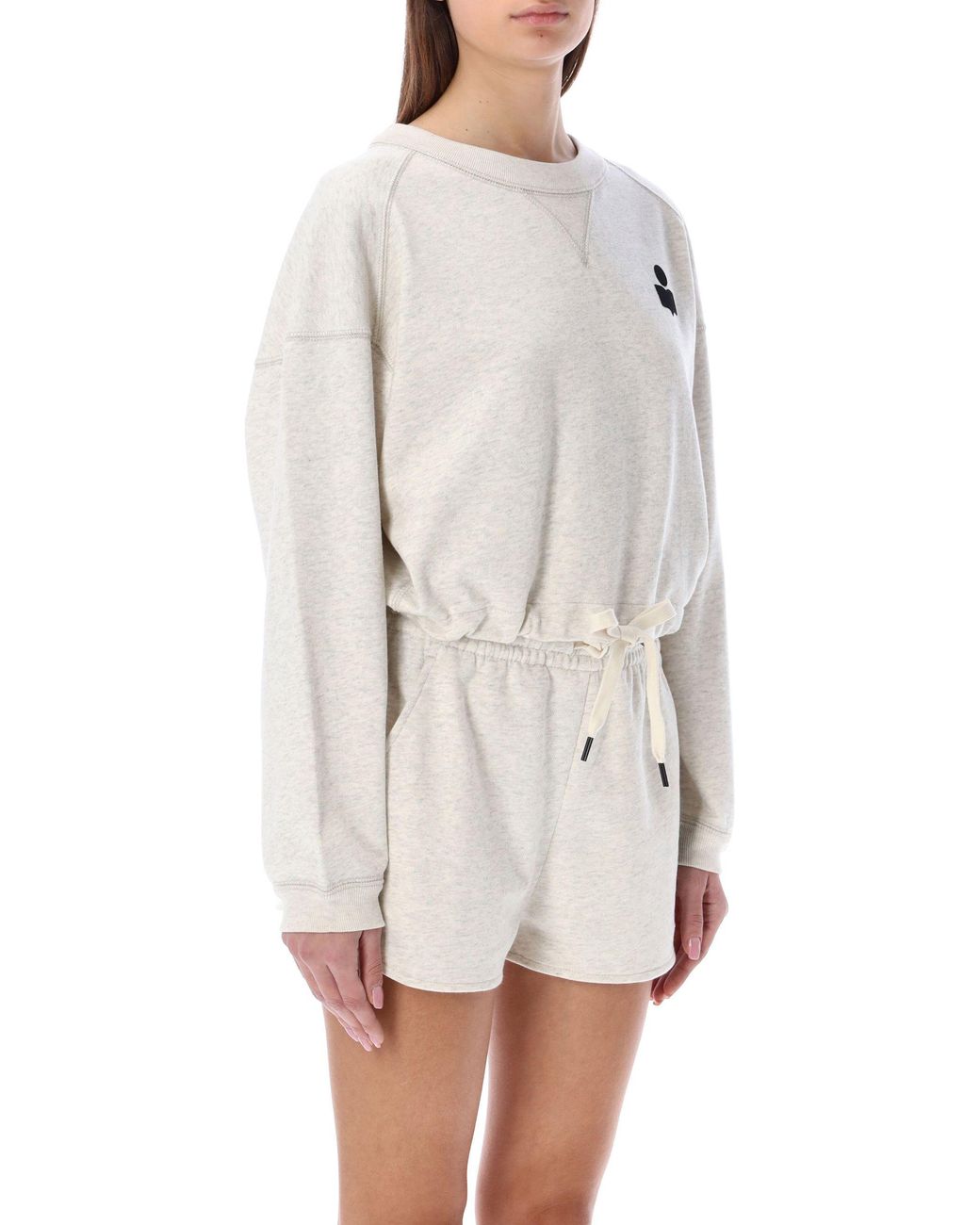Isabel Marant White Round-Collar Long-Sleeve Hoodie