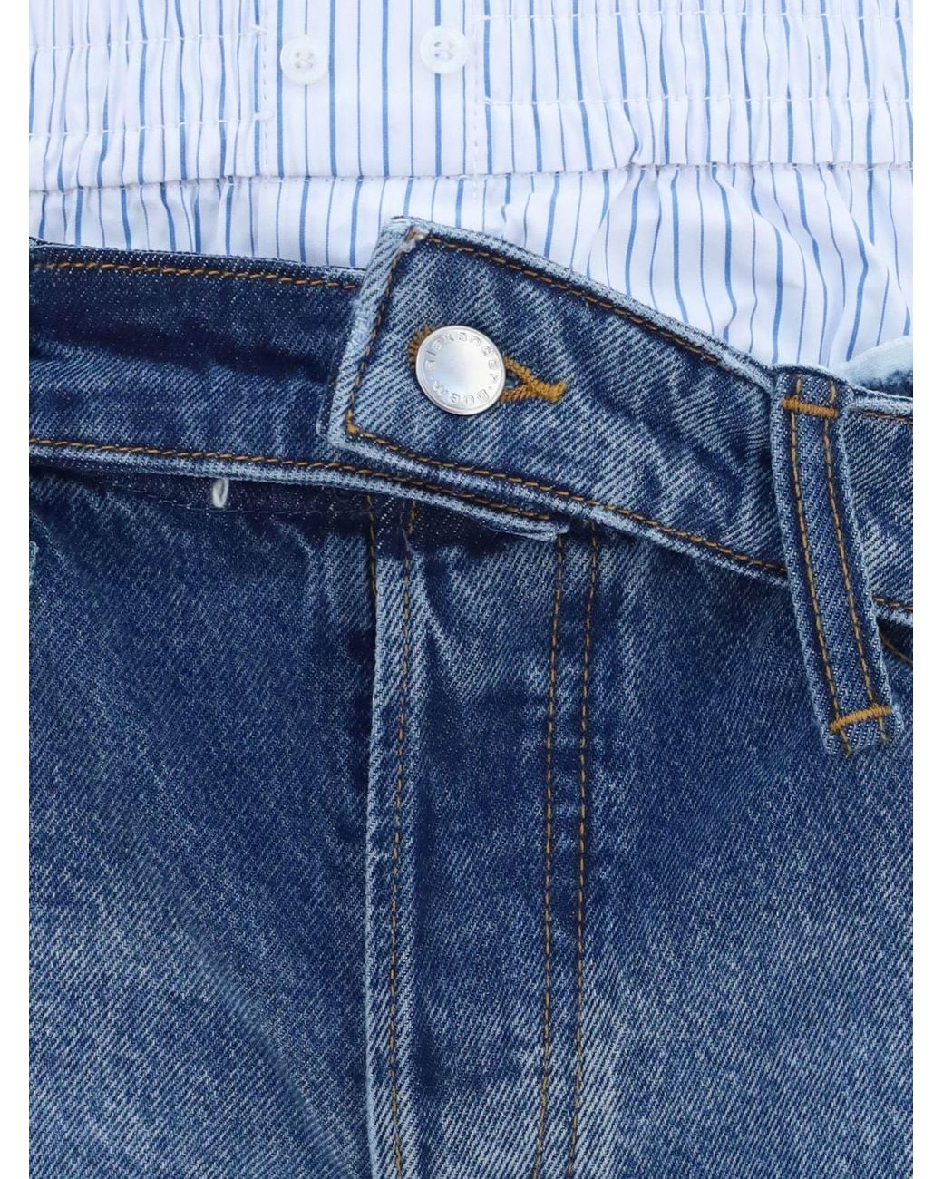 Alexander Wang Blue Asymmetric Cutoff Jeans