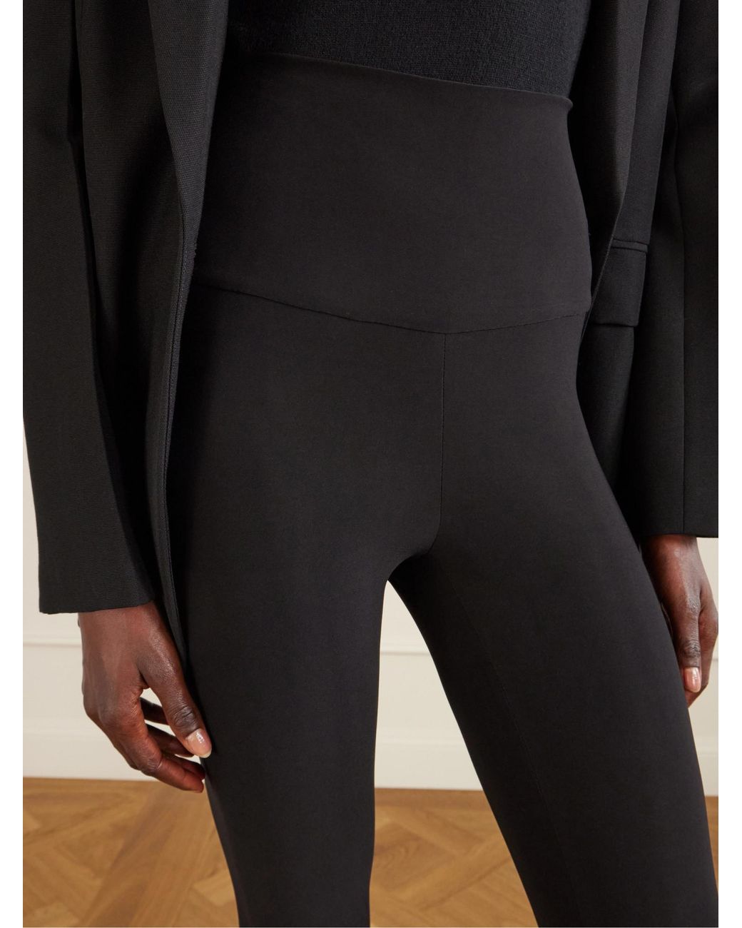 Norma Kamali Black Pedal Pusher Cropped Stretch-Jersey Leggings