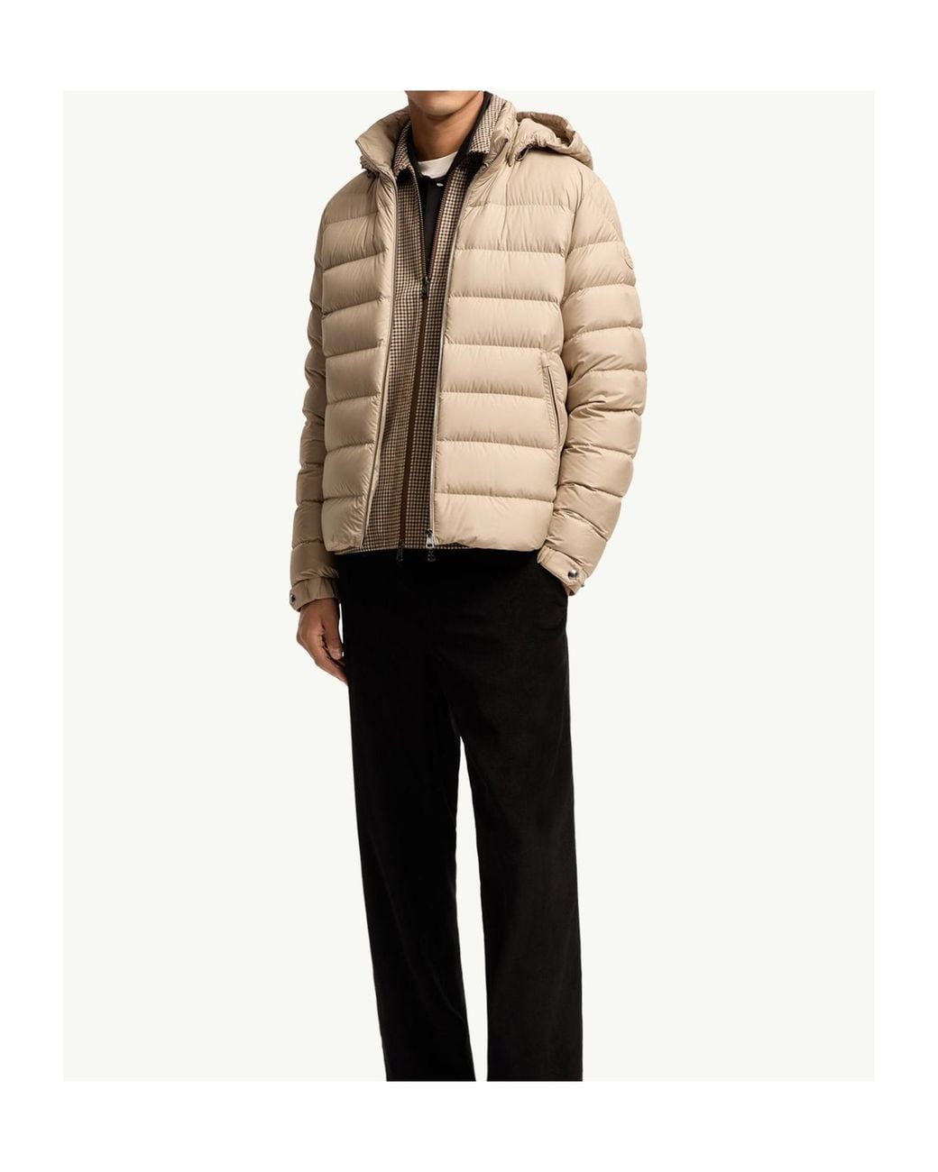 Moncler Natural Arneb Zip-Up Hooded Padded Jacket for men