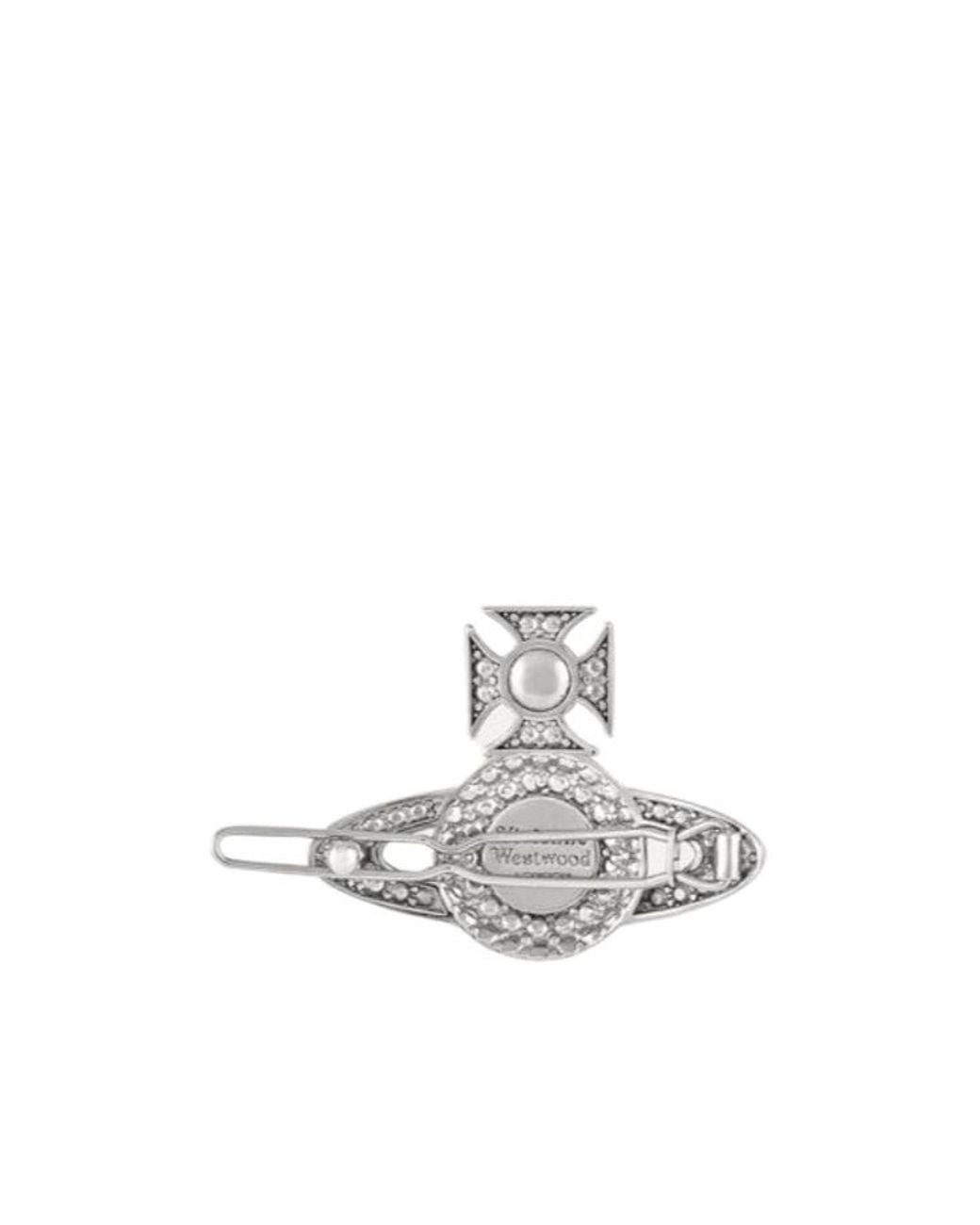 Vivienne Westwood White Corinne Crystal-Embellished Hair Clip