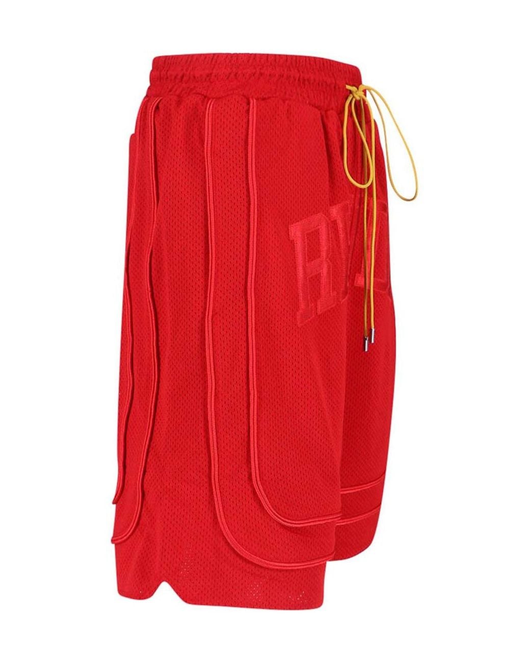 Rhude Red Logo Pattern Shorts for men